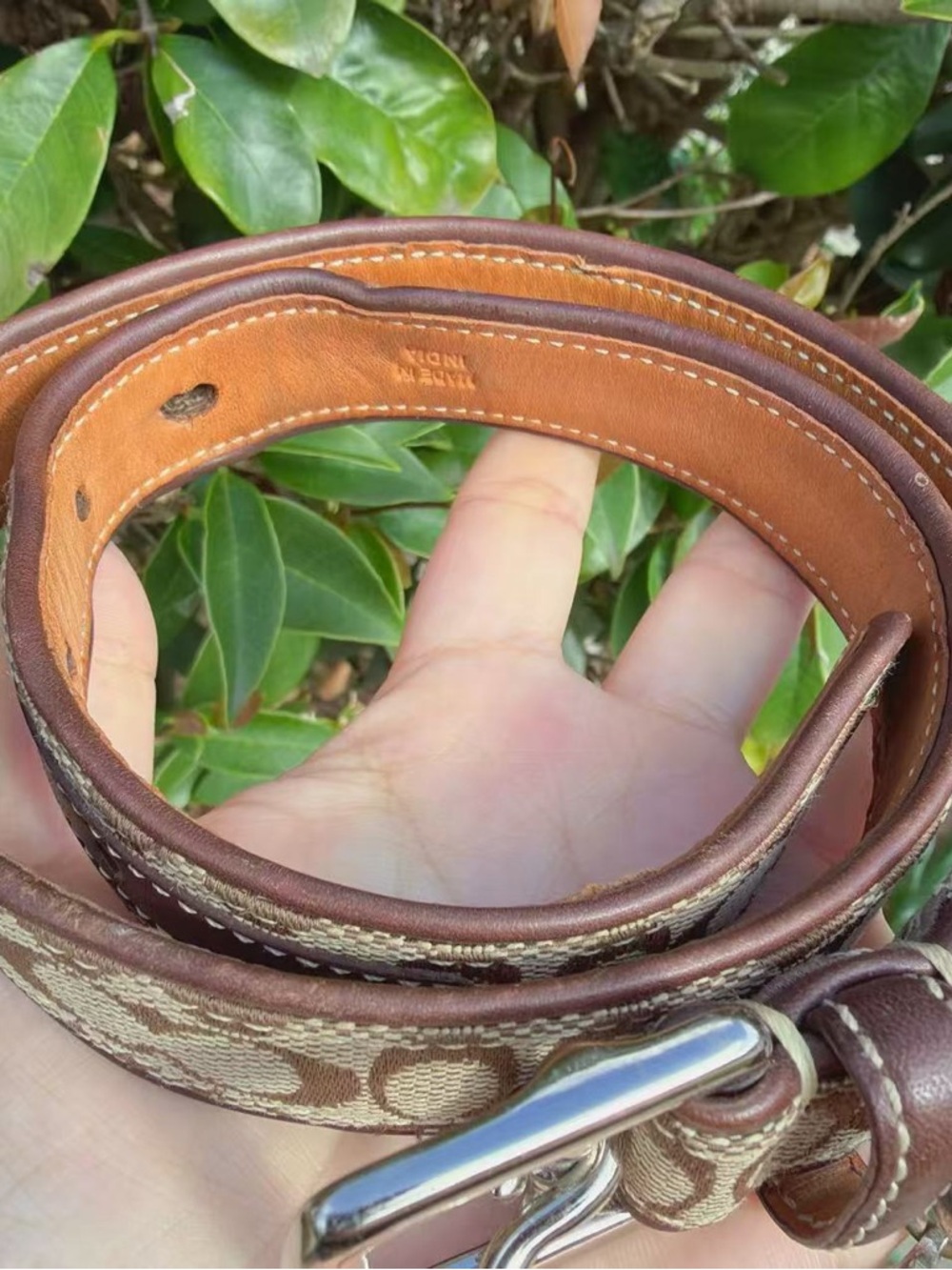 Coach Vintage Signature Canvas & Leather Dog Collar Brown with Bone Charm - Picture 3 of 8